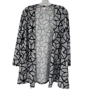 NWT LuLaRoe Caroline Large Print Cardigan Black And White Size Small